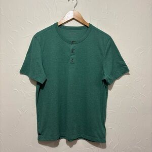 Untuckit “Jericho” teal quarter-button henley shirt (medium)